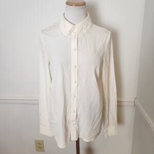 La Moda Shirt Sz Small Womens Buttonup Cream Lace Trim Coquette Cottagecore Top